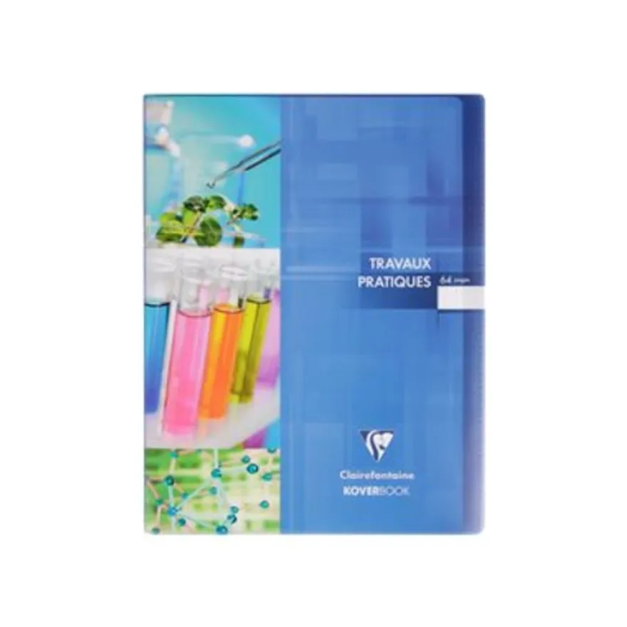 Clairefontaine Koverbook - Cahier polypro de travaux pratiques (TP) - 24 x 32 cm - 64 pages - grands carreaux (Seyes)/uni - disponibles dans différentes couleurs