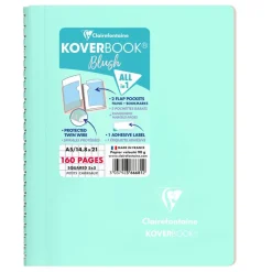 Clairefontaine Koverbook - Cahier polypro A5 - 160 pages - petits carreaux (5x5 mm) - disponible dans différentes couleurs pastels