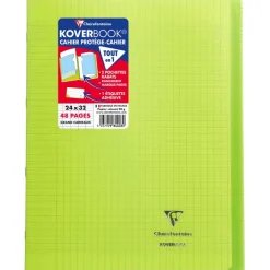 Clairefontaine Koverbook - Cahier polypro 24 x 32 cm - 48 pages - grands carreaux (Seyes) - disponible dans différentes couleurs