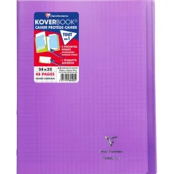 Clairefontaine Koverbook - Cahier polypro 24 x 32 cm - 48 pages - grands carreaux (Seyes) - disponible dans différentes couleurs