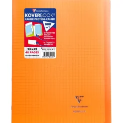 Clairefontaine Koverbook - Cahier polypro 24 x 32 cm - 48 pages - grands carreaux (Seyes) - disponible dans différentes couleurs