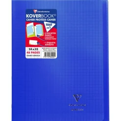 Clairefontaine Koverbook - Cahier polypro 24 x 32 cm - 48 pages - grands carreaux (Seyes) - disponible dans différentes couleurs