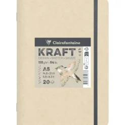 Clairefontaine Kraft - Carnet de dessin - A5 - 20 feuilles - 115 gr