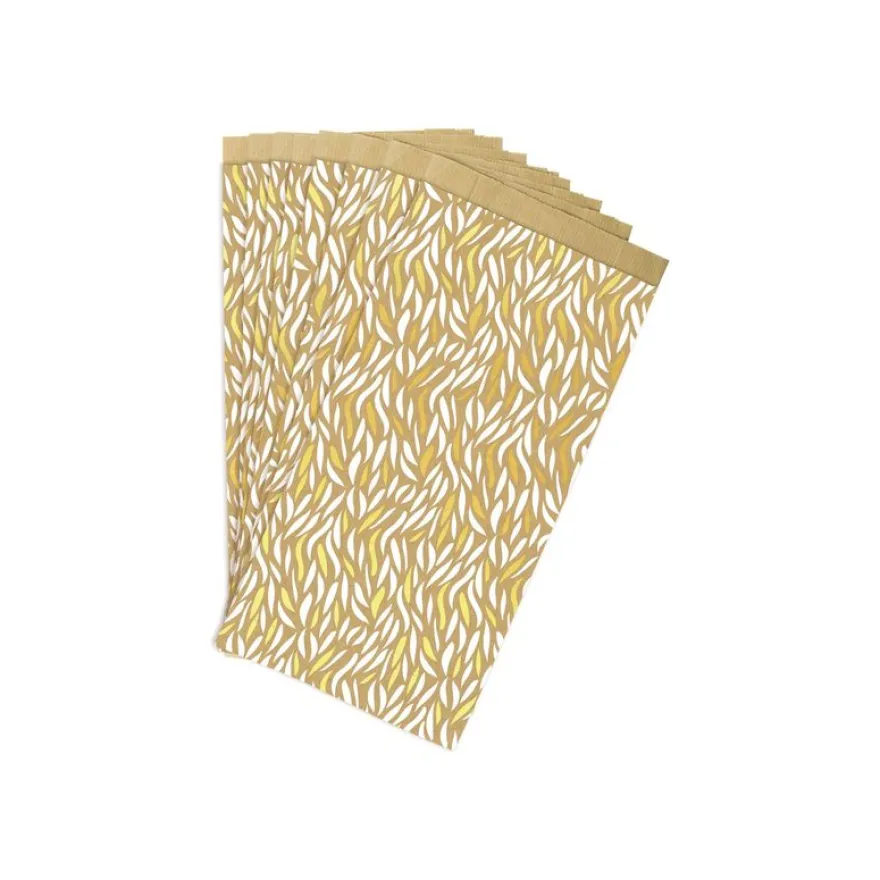 Clairefontaine Kraft - Pochette cadeau - 12 cm x 24 cm x 4.5 cm - wave - blanc, or - pack de 50