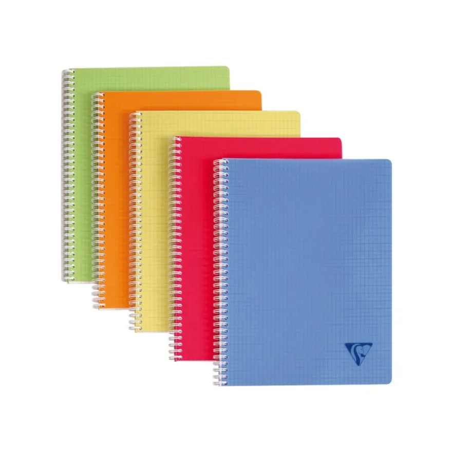 Clairefontaine Linicolor - Cahier polypro à spirale A4 (21x29,7cm) - 180 pages - petits carreaux (5x5mm) - disponible dans différentes couleurs