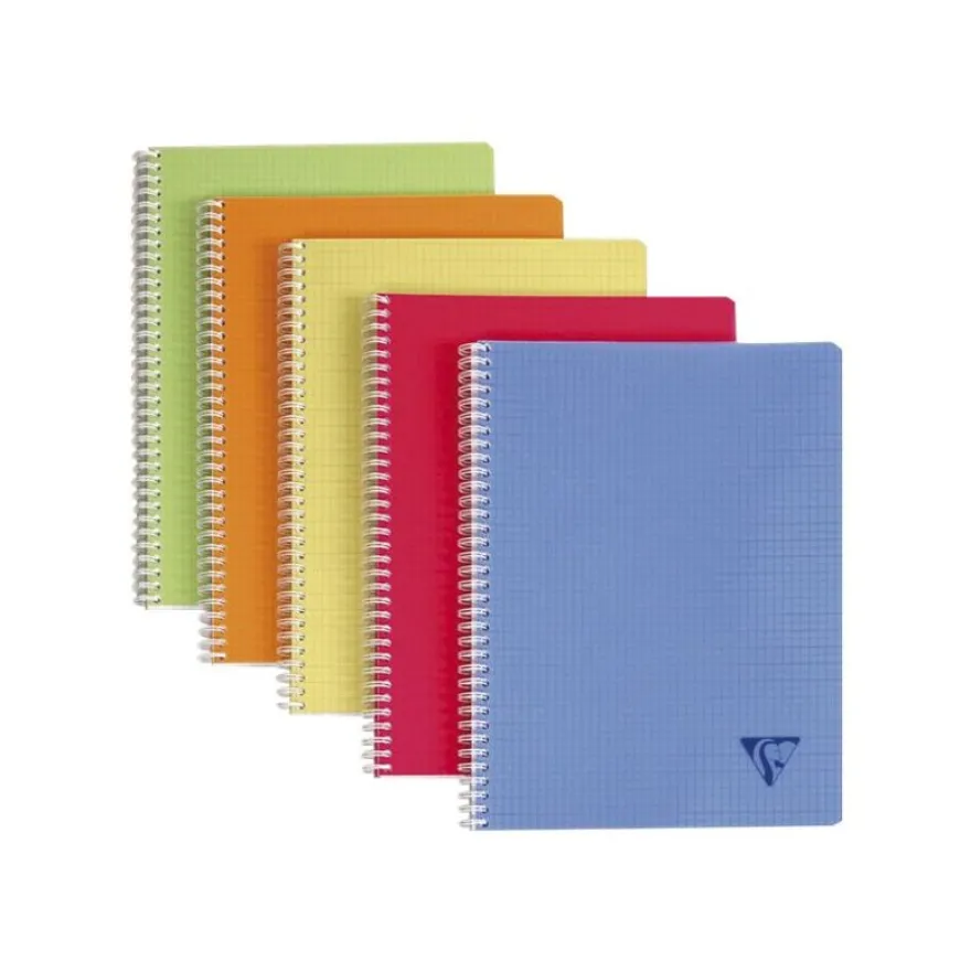 Clairefontaine Linicolor - Cahier polypro à spirale 24 x 32 cm - 100 pages - grands carreaux (Seyes) - disponible dans différentes couleurs