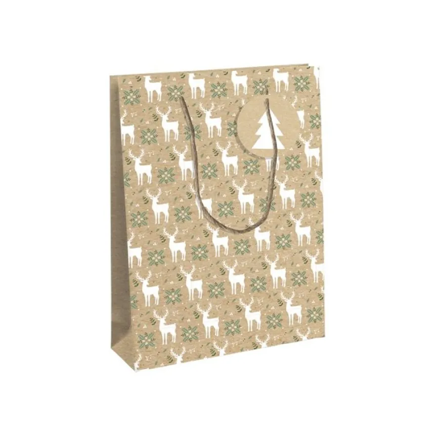Clairefontaine Lovely Home Green Large - Sac cadeau blanc - 26,5 cm x 14 cm x 33 cm