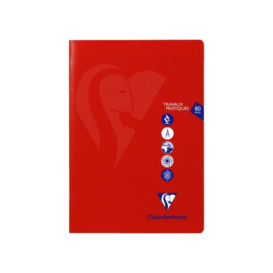 Clairefontaine Mimesys - Cahier polypro de travaux pratiques (TP) - A4 (21x29,7 cm) - 80 pages - grands carreaux (Seyes)/uni - disponible dans différentes couleurs