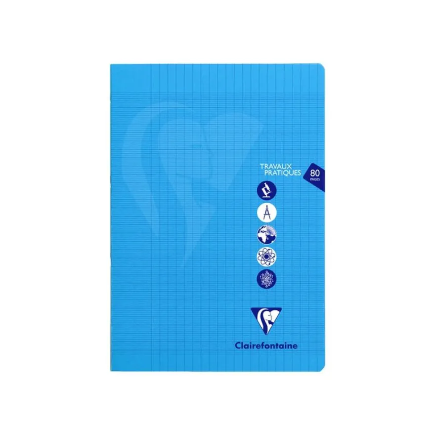 Clairefontaine Mimesys - Cahier polypro de travaux pratiques (TP) - A4 (21x29,7 cm) - 80 pages - grands carreaux (Seyes)/uni - disponible dans différentes couleurs