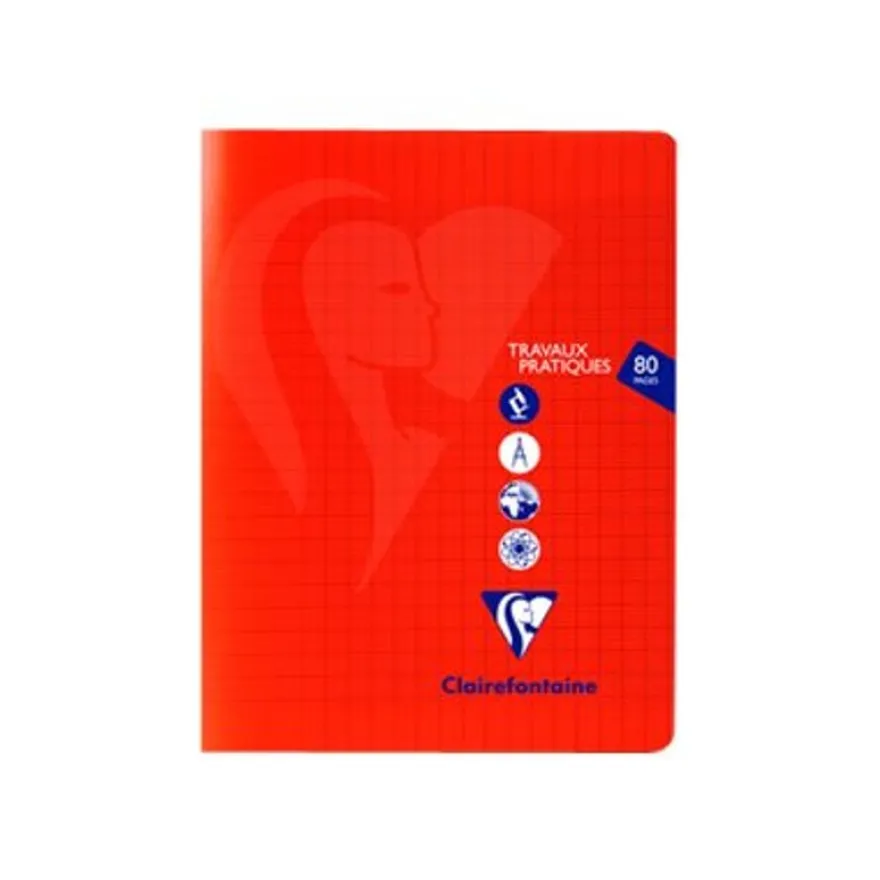 Clairefontaine Mimesys - Cahier polypro de travaux pratiques (TP) - 17 x 22 cm - 80 pages - grands carreaux (Seyes)/uni - disponible dans différentes couleurs