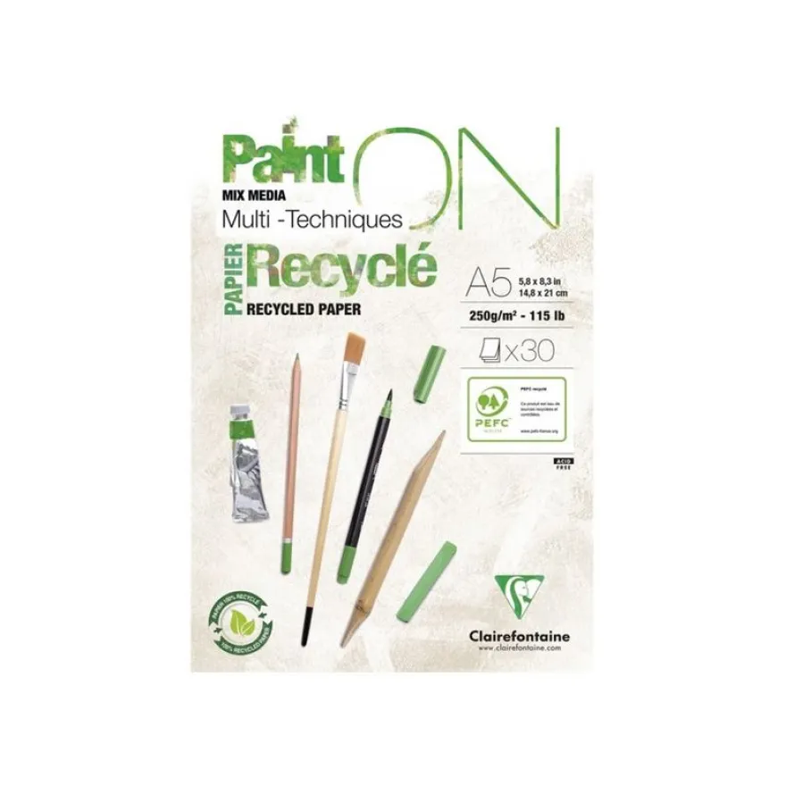 Clairefontaine Paint On - Bloc de dessin encollé - A5 - 30 feuilles - 250 gr