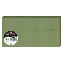 Clairefontaine Pollen - Enveloppe - DL (110 x 220 mm) - portefeuille - côté ouvert - auto-adhésif (peler et sceller) - imprimable - vert sauge - pack de 20