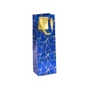 Clairefontaine Premium - Sac cadeau pour bouteille - 12,5 x 9,5 x 38 cm - bleu métallique, or