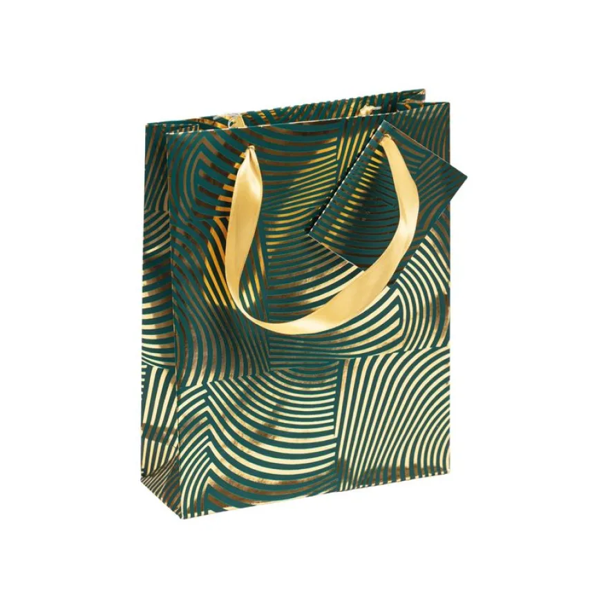 Clairefontaine Rhodia - Sac cadeau moyen 17 x 6 x 22 cm - vert, or