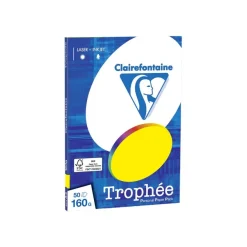Clairefontaine Trophée - Papier couleur - A4 (210 x 297 mm) - 160 g/m² - Ramette de 50 feuilles - jaune soleil
