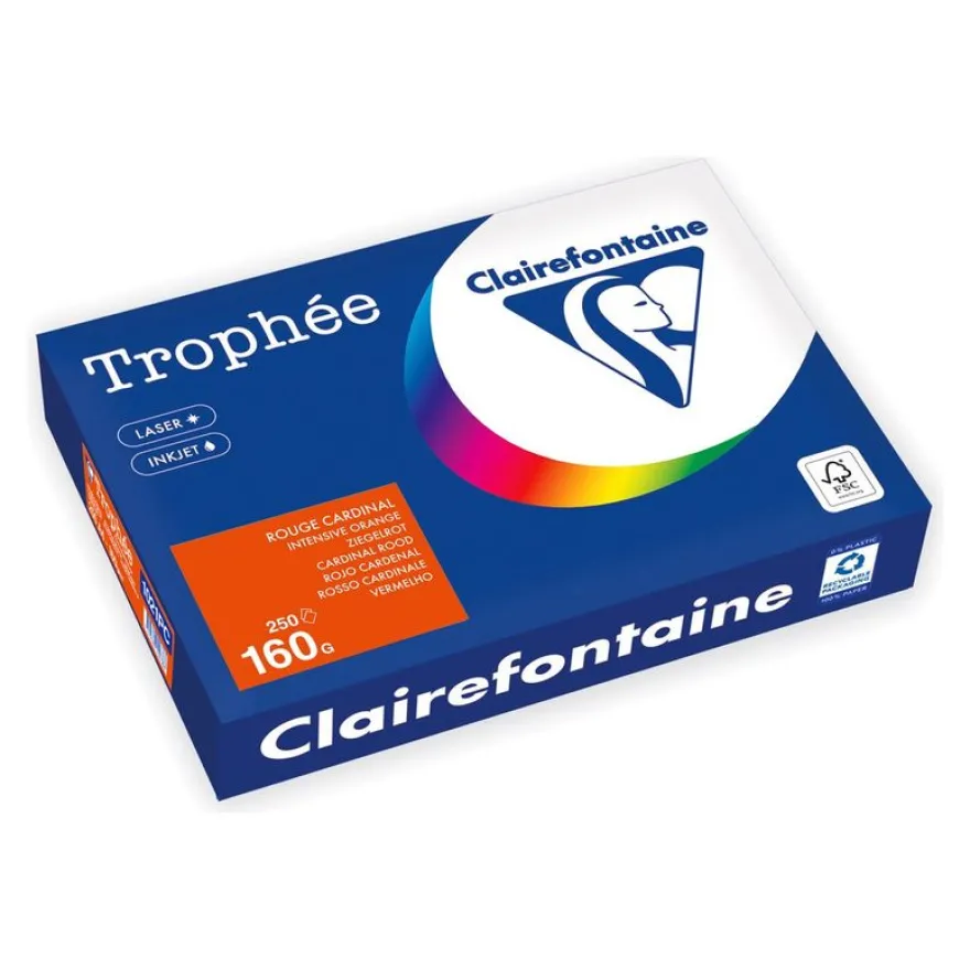 Clairefontaine Trophée - Papier - orange intense - A4 (210 x 297 mm) - 160 g/m² - Ramette de 250 feuilles