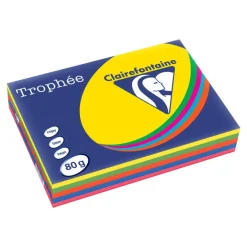 Clairefontaine Trophée - Papier couleur - A4 (210 x 297 mm) - 80 g/m² - Ramette de 500 feuilles - coloris assortis