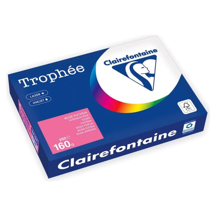 Clairefontaine Trophée - Papier - rose intense - A4 (210 x 297 mm) - 160 g/m² - Ramette de 250 feuilles