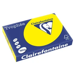 Clairefontaine Trophée - Papier couleur - A3 (297 x 420 mm) - 160 g/m² - Ramette de 250 feuilles - jaune soleil