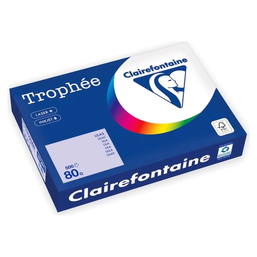 Clairefontaine Trophée -Papier - lilas - A4 (210 x 297 mm) - 80 g/m² - Ramette de 500 feuilles
