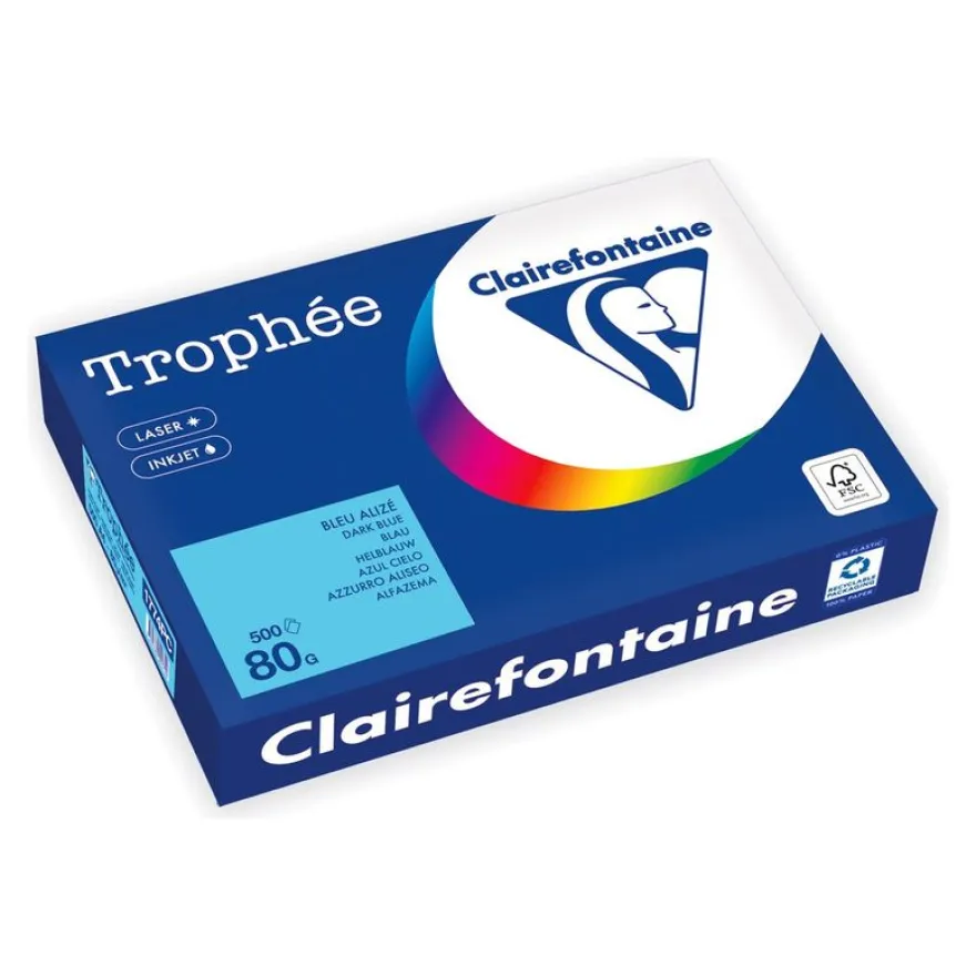 Clairefontaine Trophée -Papier - bleu foncé - A4 (210 x 297 mm) - 80 g/m² - Ramette de 500 feuilles