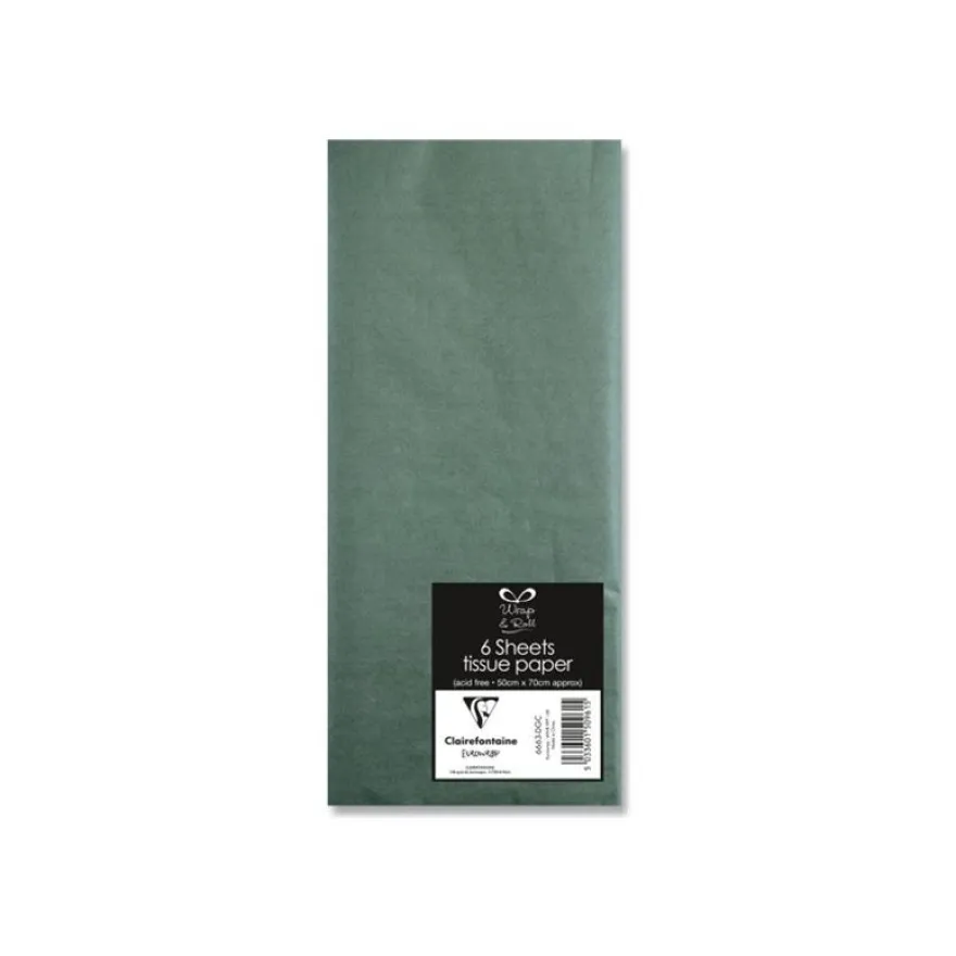 Clairefontaine Wrap & Roll - Papier de soie - 50 x 70 cm - 18 g/m² - 6 feuille(s) - vert empire