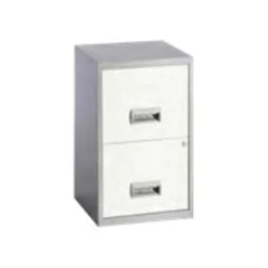 Classeur 2 tiroirs pour dossiers suspendus - 66 x 40 x 40 cm - alu/blanc