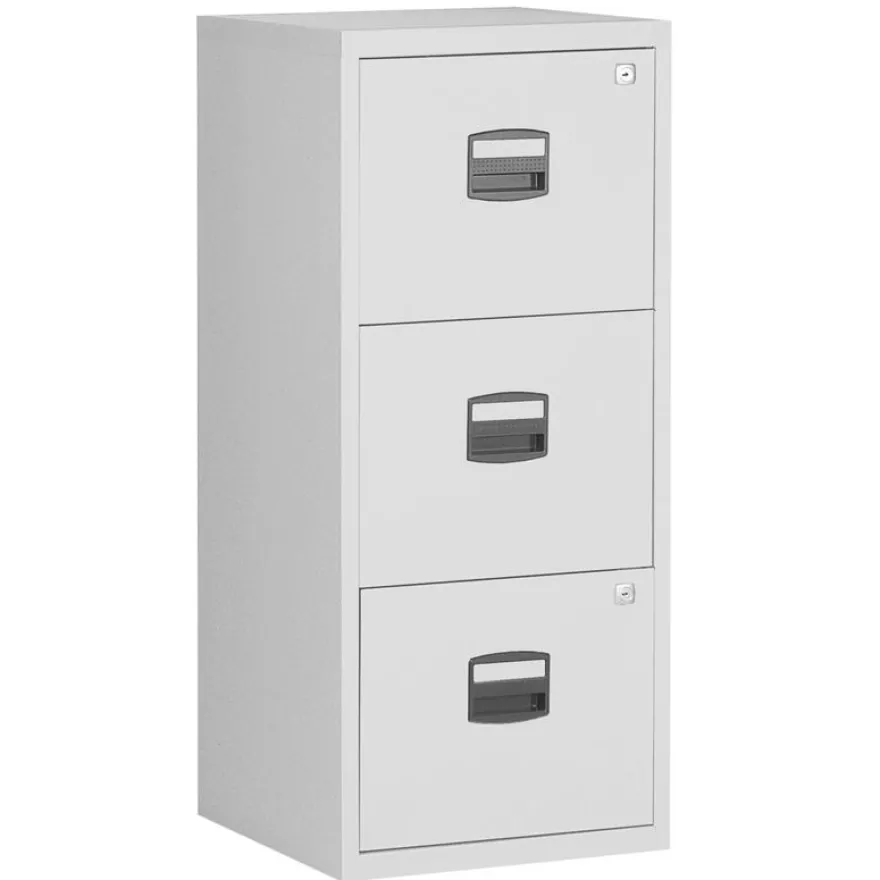 Classeur métallique monobloc - 3 tiroirs - H102 x L41 x P40 cm - blanc
