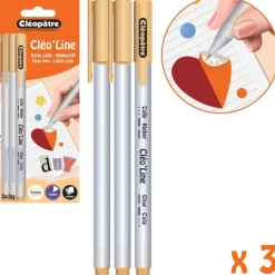 Cléopâtre - Stylo colle Cléo Line Précise - 3 g - lot de 3