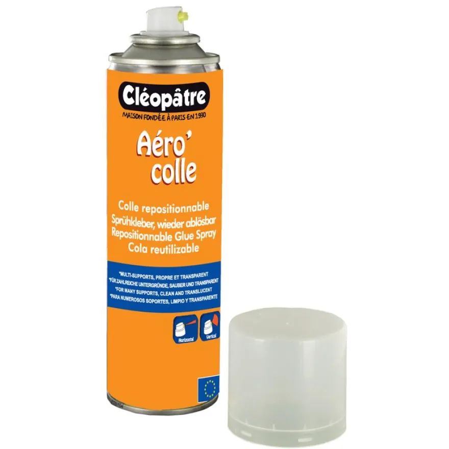 Cléopâtre Aéro'colle - Bombe de colle aérosol - 250 ml - Repositionnable