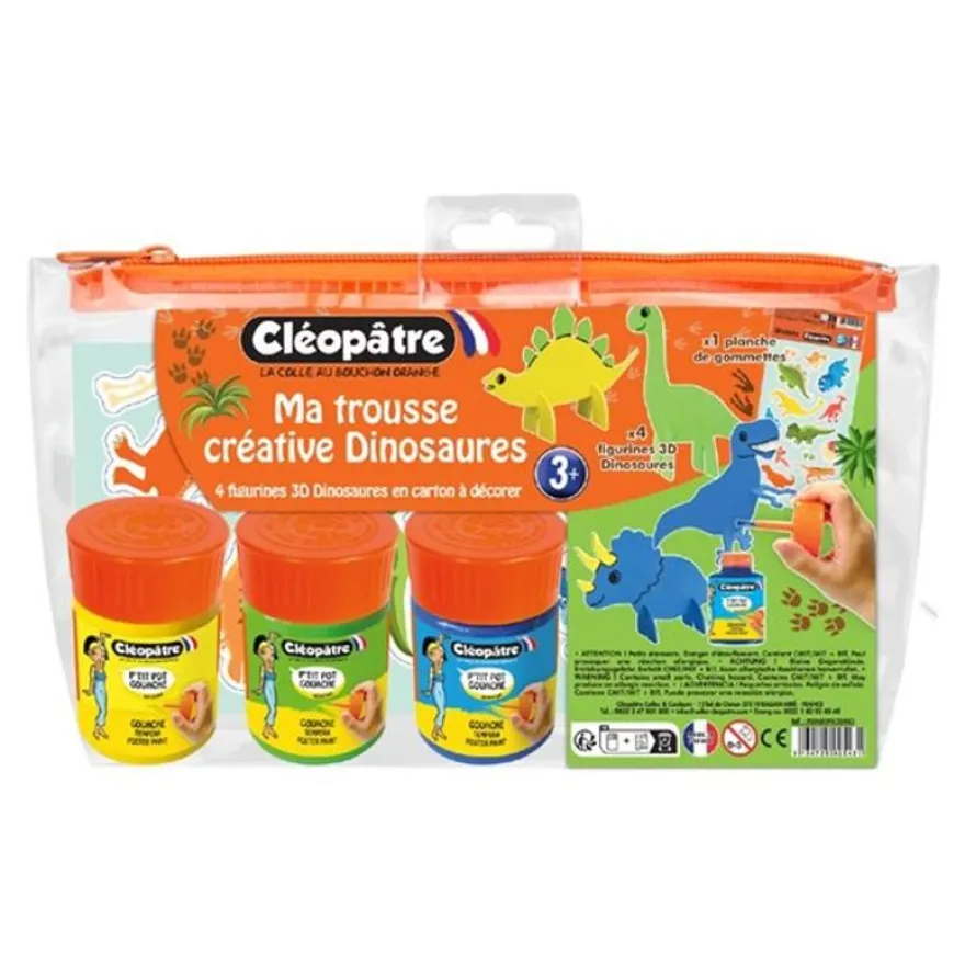 Cléopâtre My Creative - Kit de décorations avec 4 figurines 3D en carton épais à décorer - dinosaures