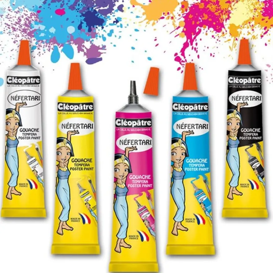 Cléopâtre NEFERTARI - Boîte de 5 tubes de Peinture Gouache avec embout fin - 5 x 30 ml