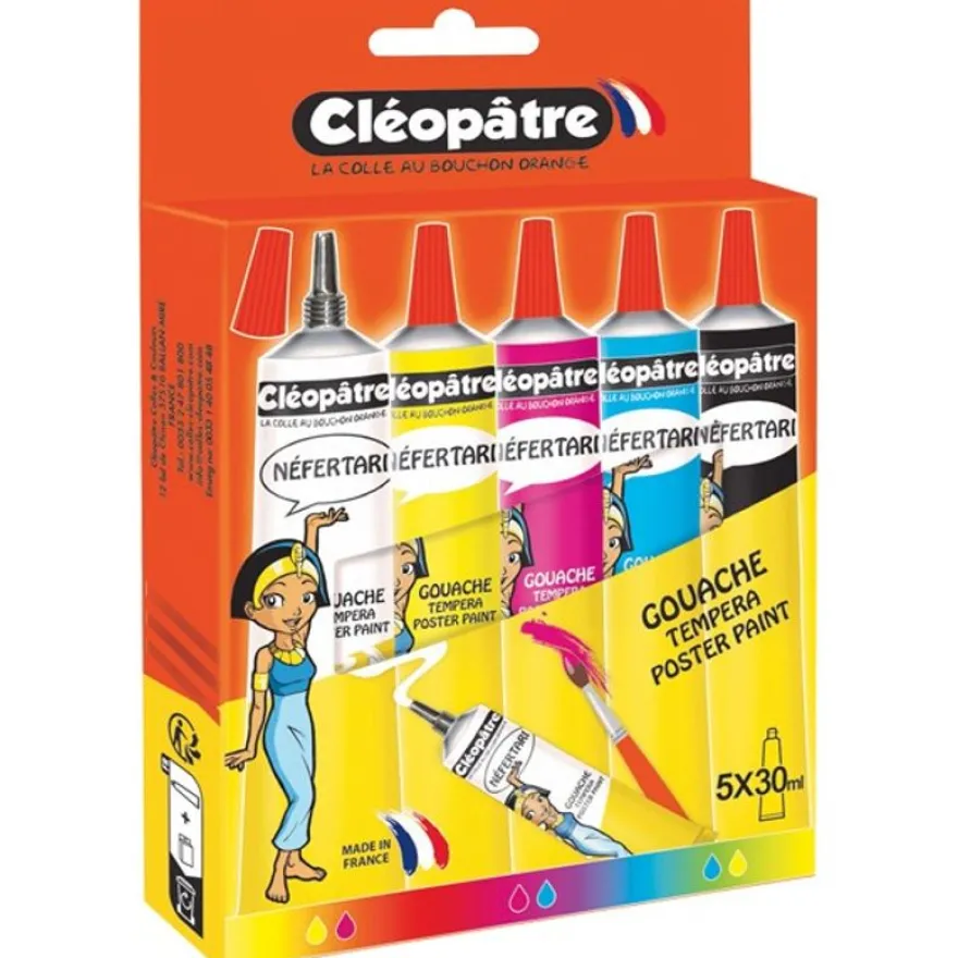 Cléopâtre NEFERTARI - Boîte de 5 tubes de Peinture Gouache avec embout fin - 5 x 30 ml