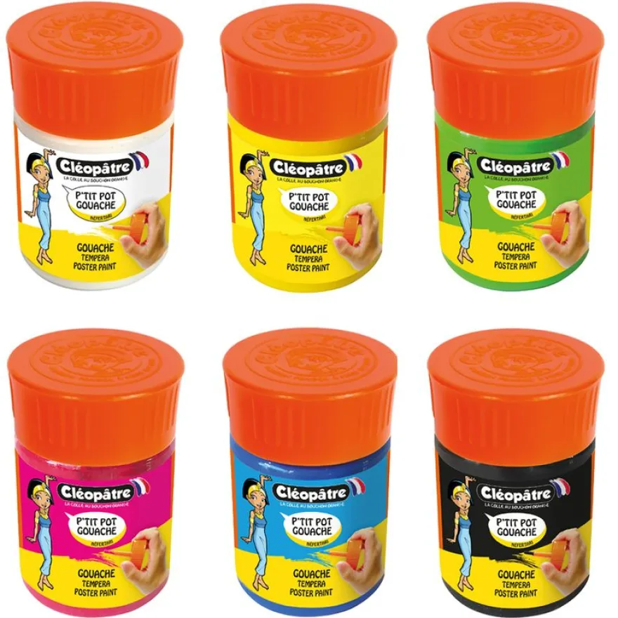 Cléopâtre NÉFERTARI - 6 Pots de peinture 50 ml - couleurs assorties - pinceau intégré
