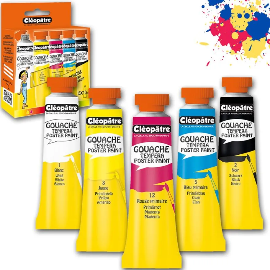 Cléopâtre NÉFERTARI - Pack de 5 gouaches - couleurs primaires - 10 ml