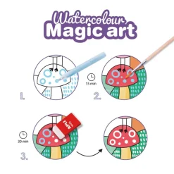Coffret APLI Kids Watercolour Magic Art - aquarelle et feutre magique avec 14 planches - pinceau et gomme - dès 5 ans
