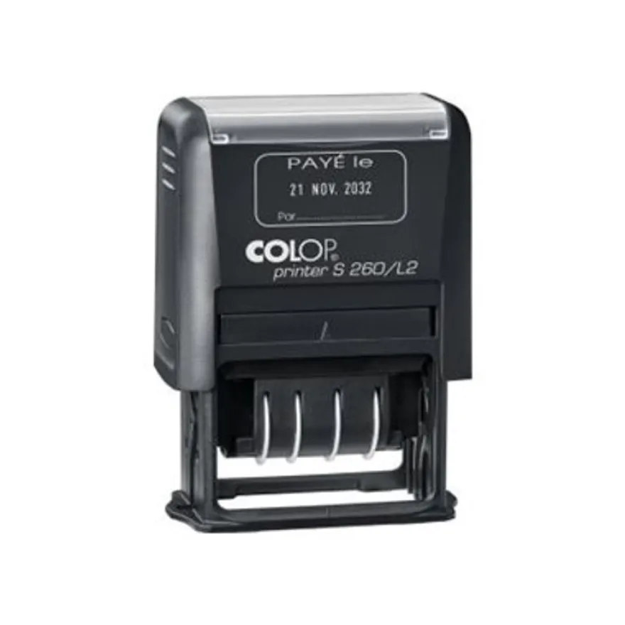 COLOP Printer S 260/L2 - Tampon - auto-encreur - PAYÉ LE - 24 x 45 mm - noir