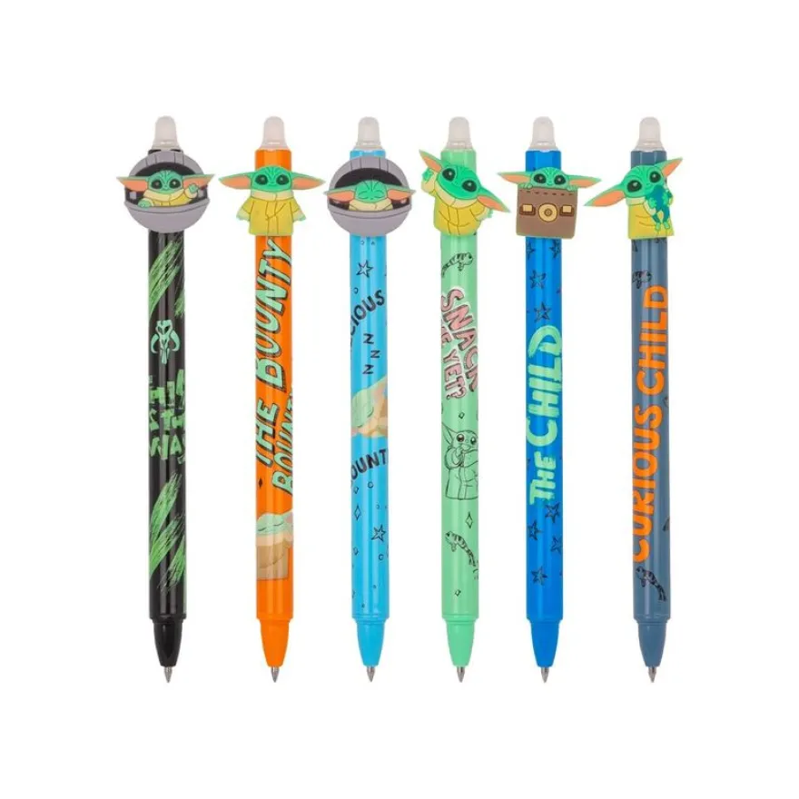 Colorino Mandalorian - Stylo effacable - Baby Yoda - non permanent - bleu - 0.5 mm - rétractable - avec gomme
