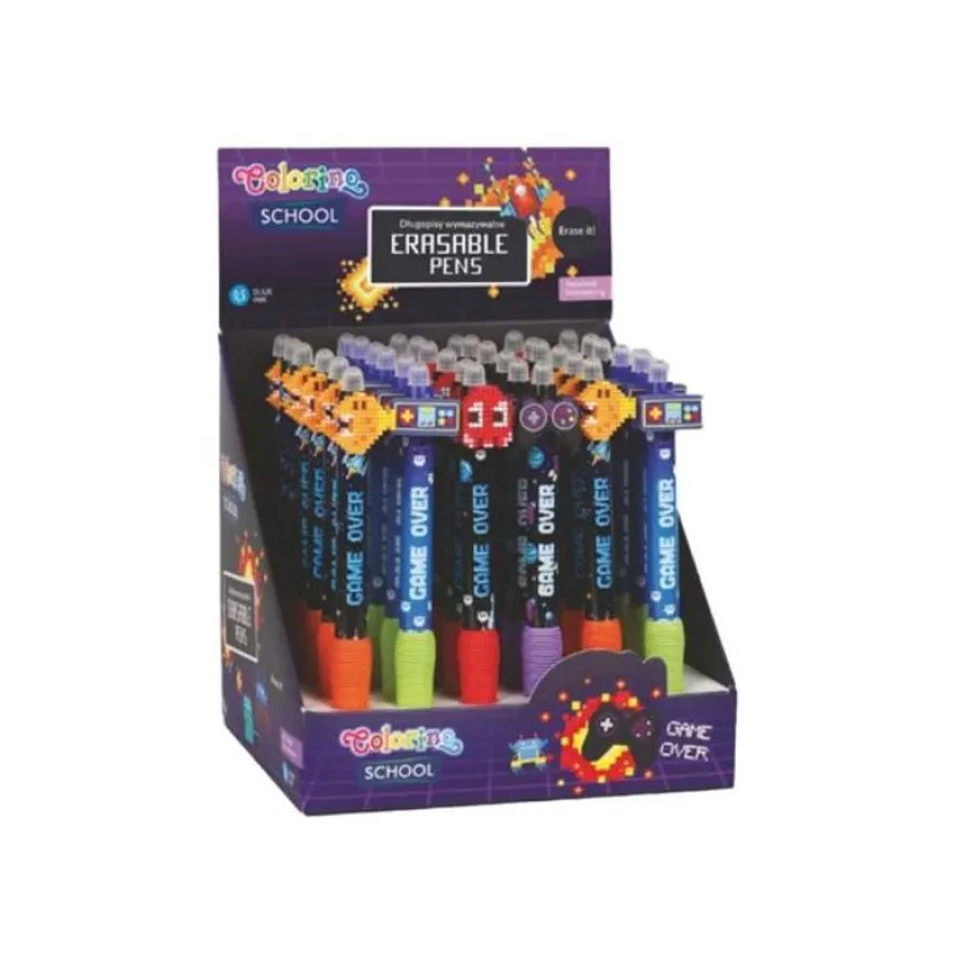 Colorino School - Stylo à bille effaçable game over - encre gel - bleu - avec gomme