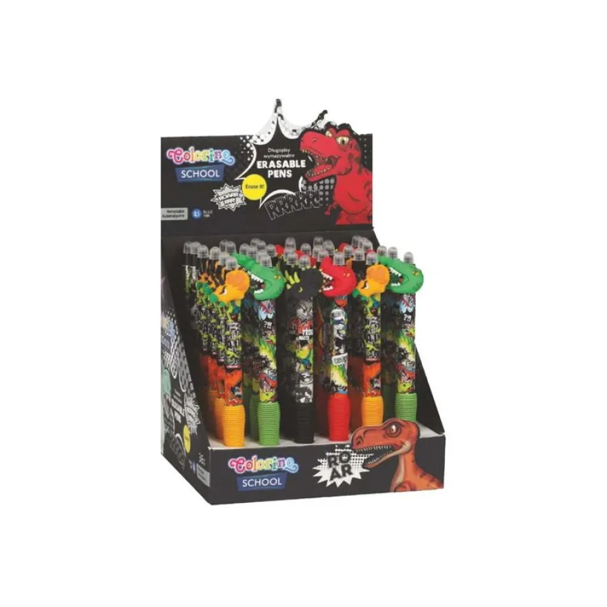 Colorino School - Stylo à bille effaçable dinosaures - encre gel - bleu - avec gomme
