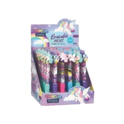 Colorino School - Stylo à bille effaçable licornes - encre gel - bleu - avec gomme