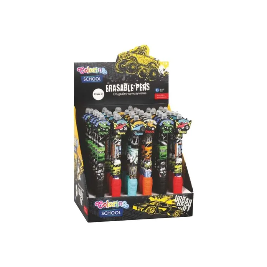 Colorino School - Stylo à bille effaçable monster truck - encre gel - bleu - avec gomme