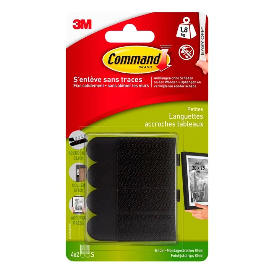 Command - Pack de 4 languettes accroche tableaux noires - taille moyenne