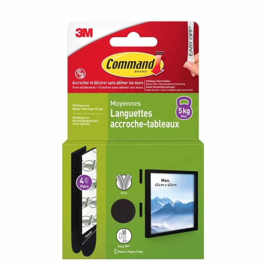 Command - Languettes accroche-tableaux - 4 paires - moyen - noir
