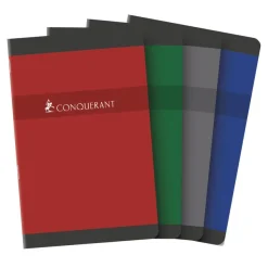 Conquerant - Carnet 11 x 17 cm - 96 pages Agrafées - petits carreaux 5mm - Couverture vernie - disponible dans différentes couleurs