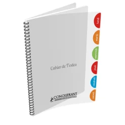 Conquérant classique - Cahier de texte intégrale 17 x 22 cm - Seyes - 124 pages - Incolore