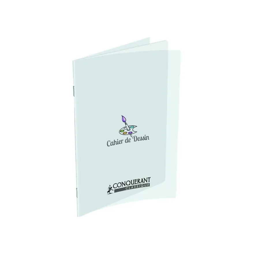 Conquérant Classique - Cahier de dessin polypro 17 x 22 cm - 32 pages blanches - transparent