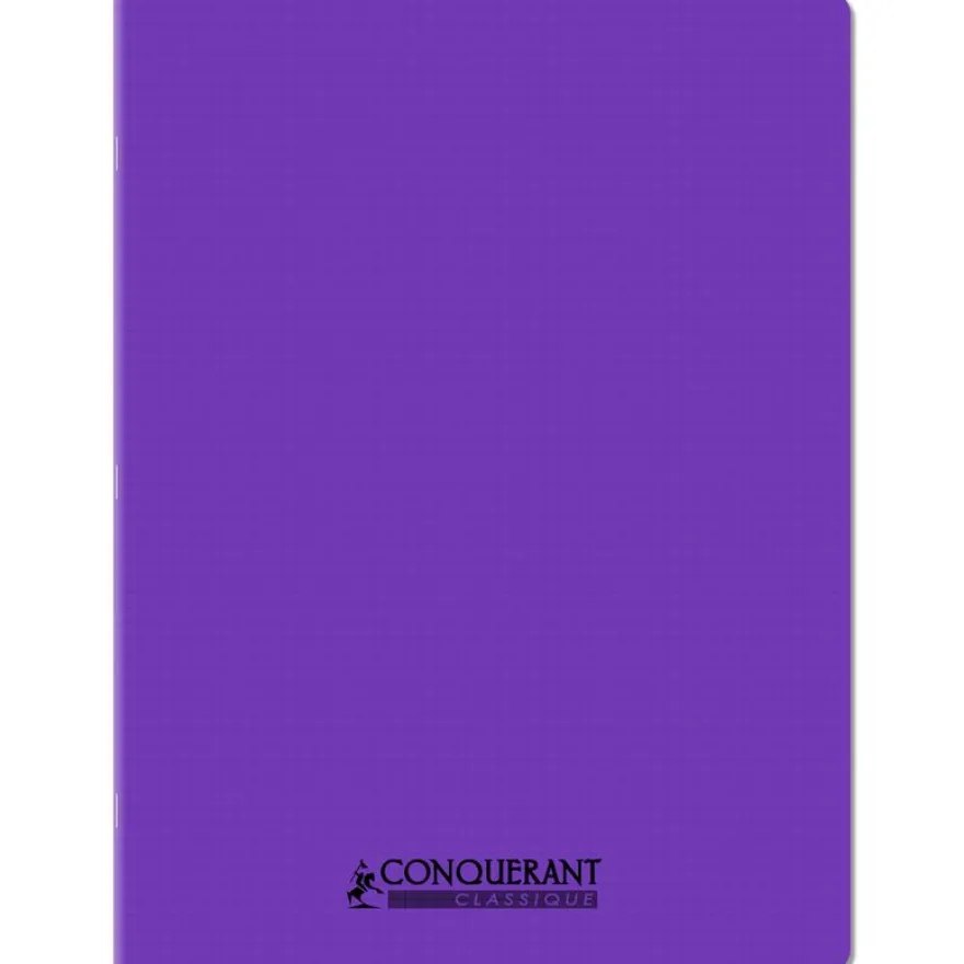 Conquérant Classique - Cahier polypro 24 x 32 cm - 96 pages - petits carreaux (5x5) - Violet