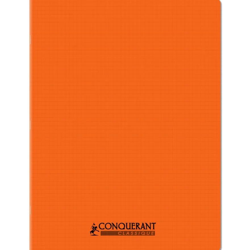 Conquérant Classique - Cahier polypro 24 x 32 cm - 96 pages - petits carreaux (5x5) - Orange