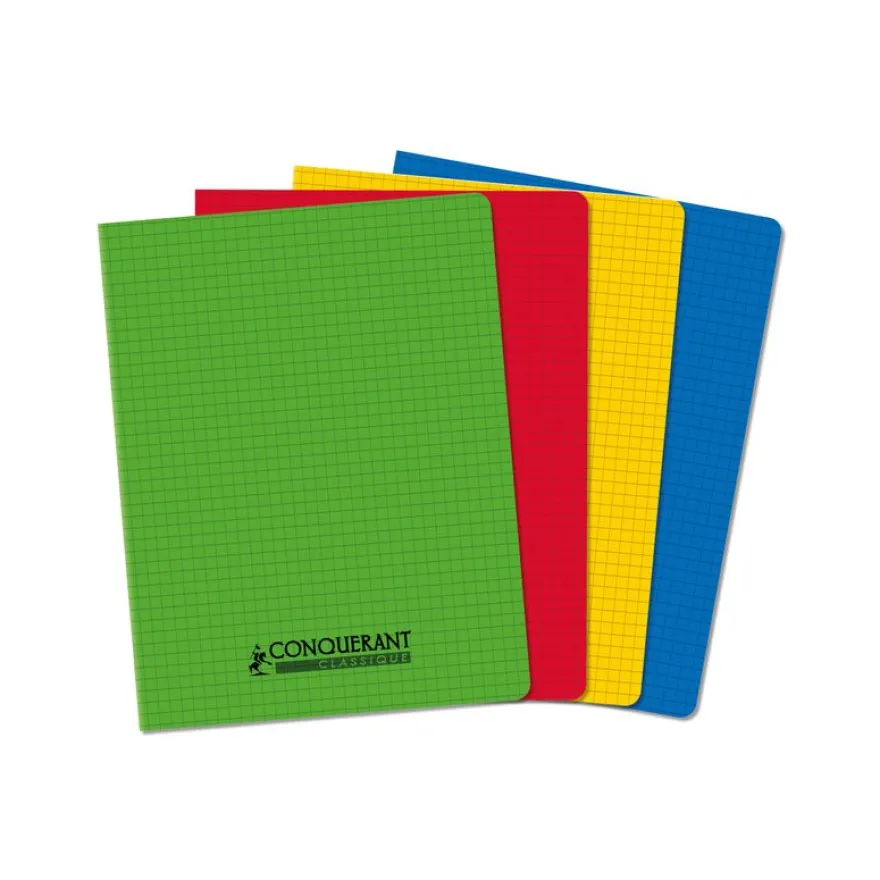 Conquérant Classique - Cahier Polypro - 17x22 -48 pages - petits carreaux - Assortis